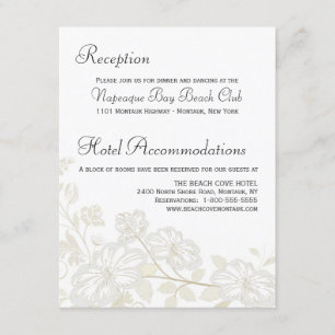 Trouwdetails Invoegen Verticaal-Witte Bloemen Posh Kaart