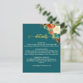Trouwdetails Kaart - Blauwgroen & Sinaasappel (Staand voorkant)