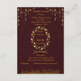 Trouwdetails kaart in kastanjebruin en goud