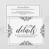 Trouwdetails Kaart / Info Kaart | Nadine (zwart) (Voorkant / Achterkant)