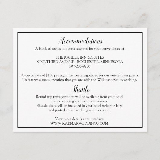 Trouwdetails Kaart / Info Kaart | Nadine (zwart) (Achterkant)