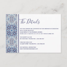 Trouwdetails kaart met blauwe tegels