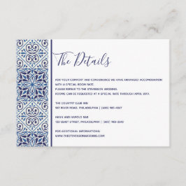 Trouwdetails kaart met blauwe tegels