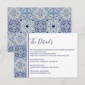 Trouwdetails kaart met blauwe tegels (Voorkant / Achterkant)