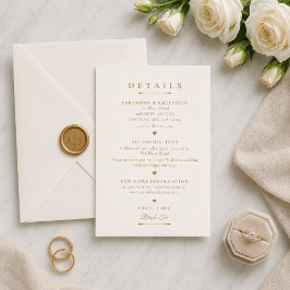 Trouwdetails kaart met gouden minimale look