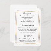 Trouwdetails kaart met gouden overlappende lijsten (Voorkant / Achterkant)