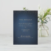 Trouwdetails kaart met Navy & Goud Glitter (Staand voorkant)