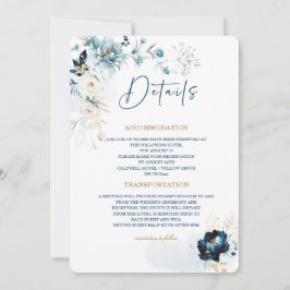 Trouwdetails kaart Navy Blue en Goud