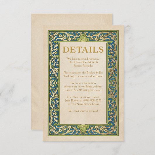 Trouwdetails Kaarten | verlichte tuin (Voorkant / Achterkant)