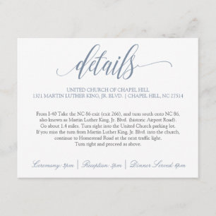 Trouwdetails Luxe Calligrafie (Stofblauw) Informatiekaartje