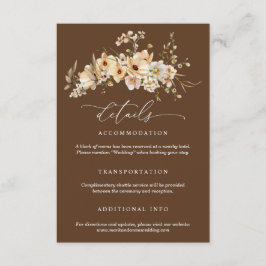 Trouwdetails met beige wilde bloemen informatiekaartje