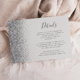 Trouwdetails met Bleke Grijze Zilveren Glitterrand Informatiekaartje