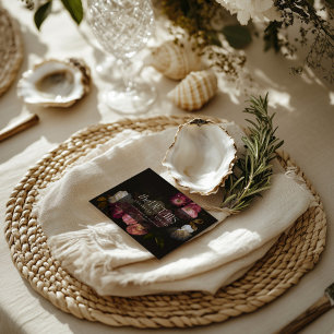 Trouwdetails met Bloemmotief in Burgundy & Zwart RSVP Kaartje