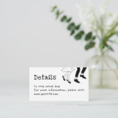 Trouwdetails met Doodle + QR-code | Zwart & Wit Informatiekaartje (Staand voorkant)