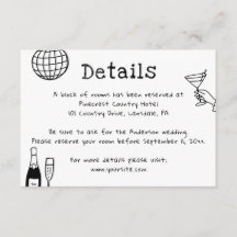 Trouwdetails met Doodles. Grappige Hotelaccommodat