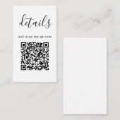 Trouwdetails met QR-code | Minimalistisch Modern Informatiekaartje (Voorkant / Achterkant)