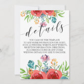 Trouwdetails met turkoois rode oranje aquarelrozen kaart (Voorkant)