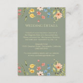 Trouwdetails met wilde bloemen, salie en geel informatiekaartje (Voorkant)