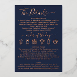 Trouwdetails Middernacht Blauw Marine Echt Folie Feestdagenkaart