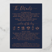 Trouwdetails Midnight Blue Navy Real Folie Folie Feestdagenkaart (Voorkant)