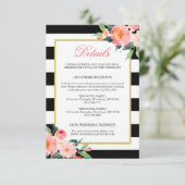 Trouwdetails Modern Bloemendesign Zwart Witte Stre Informatiekaartje (Staand voorkant)