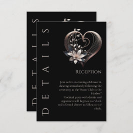 Trouwdetails - Modern roze hart met bloemen Informatiekaartje