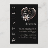 Trouwdetails - Modern roze hart met bloemen Informatiekaartje (Voorkant)