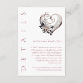 Trouwdetails - Modern roze hart met bloemen Informatiekaartje (Achterkant)