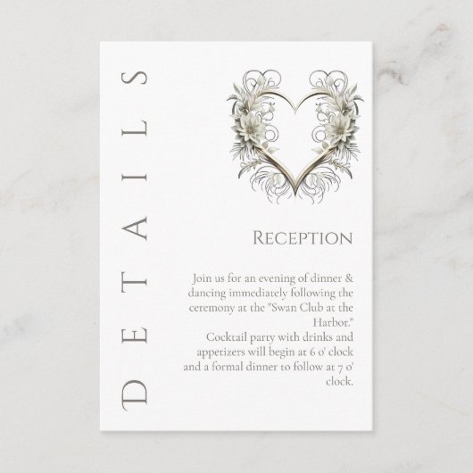 Trouwdetails - Moderne bloemen met een hart Informatiekaartje (Voorkant)