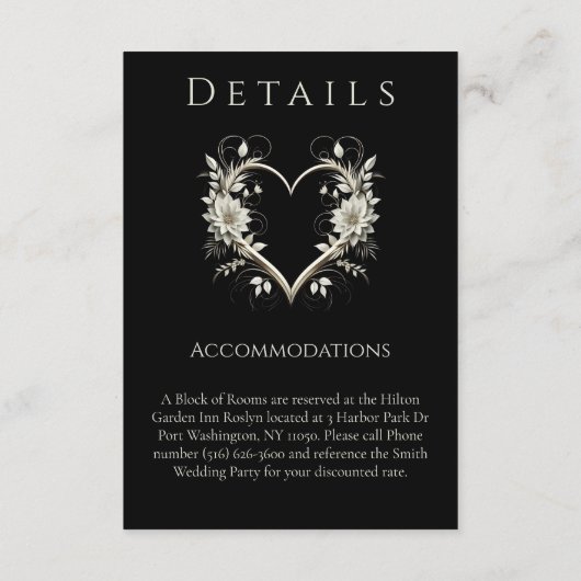 Trouwdetails - Moderne bloemen met een hart Informatiekaartje (Achterkant)