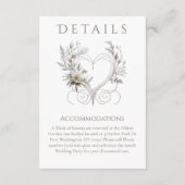 Trouwdetails - Moderne witte bloemen met een hart Informatiekaartje (Achterkant)
