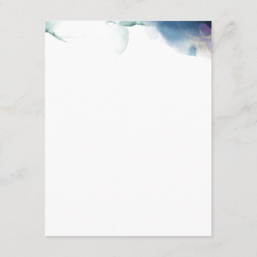 Trouwdetails, Paarse, Blauwe en Blauwgroen Waterve Informatiekaartje (Achterkant)