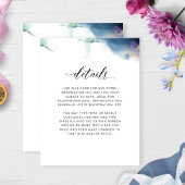 Trouwdetails, Paarse, Blauwe en Blauwgroen Waterve Informatiekaartje