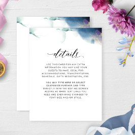 Trouwdetails, Paarse, Blauwe en Blauwgroen Waterve Informatiekaartje