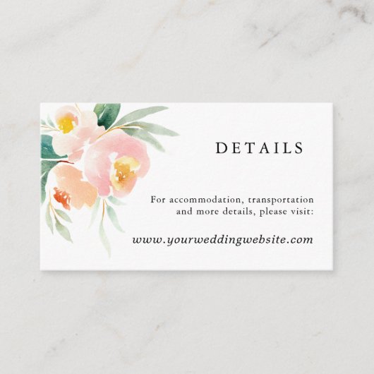 Trouwdetails Peachy Peonies Website Insteekkaart Informatiekaartje (Voorkant)
