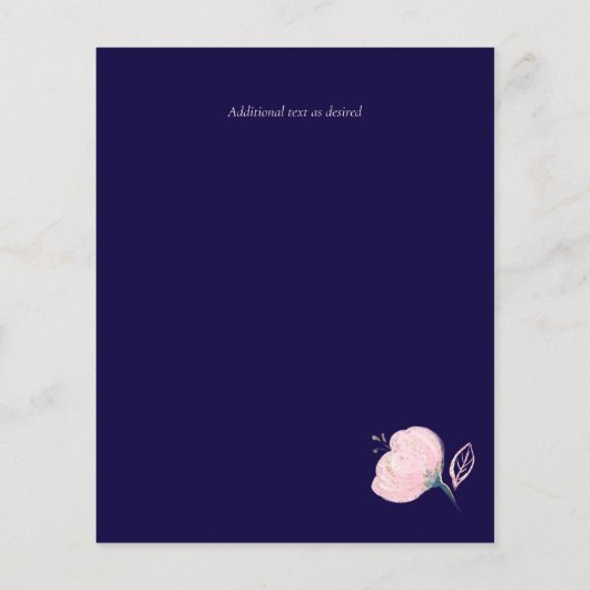 Trouwdetails programma budget in Navy Blauw Rose G (Achterkant)