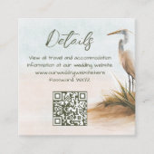 Trouwdetails QR-code Coastal Boho Egret Informatiekaartje (Voorkant)