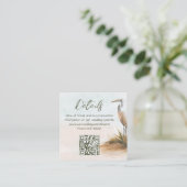Trouwdetails QR-code Coastal Boho Egret Informatiekaartje (Staand voorkant)