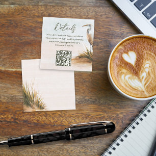 Trouwdetails QR-code Coastal Boho Egret Informatiekaartje