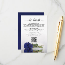 Trouwdetails QR-code in Navyblauwe Roos Elegant Informatiekaartje