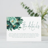 Trouwdetails QR-code in smaragdgroen en goud Informatiekaartje (Staand voorkant)