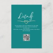 Trouwdetails QR-code in turkoois Informatiekaartje (Voorkant)