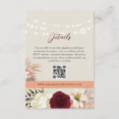 Trouwdetails QR-code met bloemen Informatiekaartje (Voorkant)