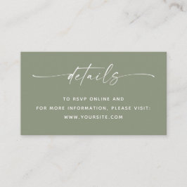 Trouwdetails + QR Code | Sagegroene Minimalist Informatiekaartje