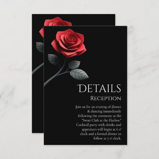 Trouwdetails-Red Rose- Informatiekaartje (Voorkant / Achterkant)