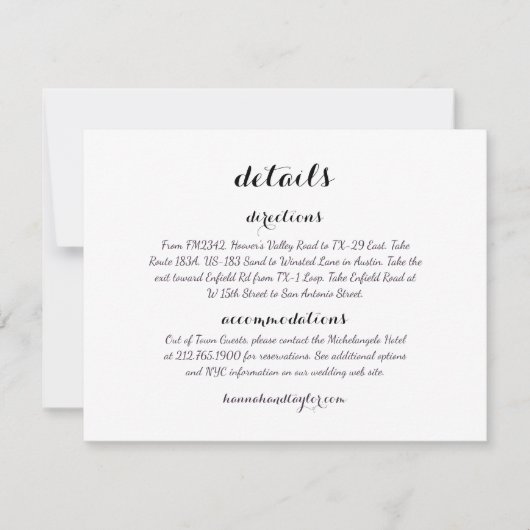 Trouwdetails Richtingskaart *Modern Klassiek* RSVP Kaartje (Voorkant)