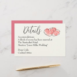 Trouwdetails - Roze Waterverf Hart Briefpapier