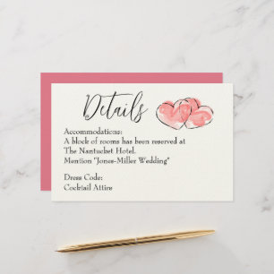 Trouwdetails - Roze Waterverf Hart Briefpapier