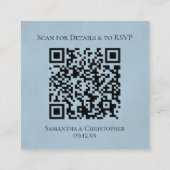 Trouwdetails & RSVP QR Code van Pale Blue Rose Informatiekaartje (Achterkant)