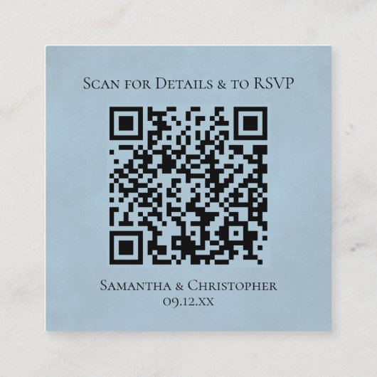 Trouwdetails & RSVP QR Code van Pale Blue Rose Informatiekaartje (Achterkant)